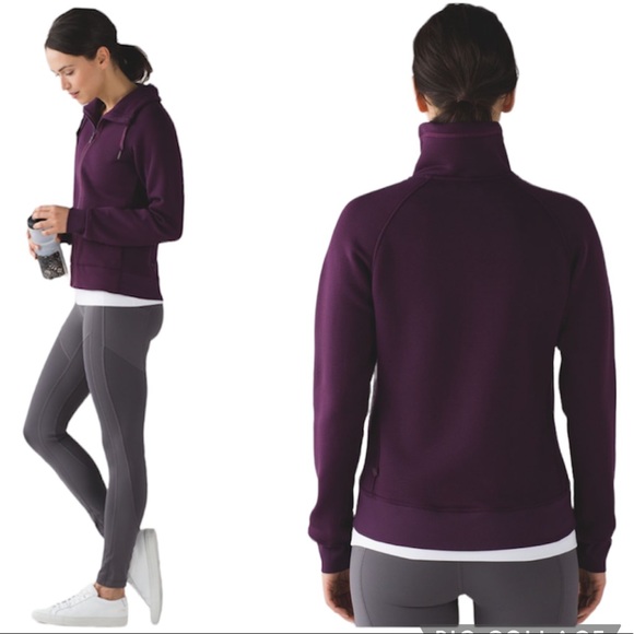 Lululemon Kick The Cold Zip Up High Collar Jacket Deepest Magenta Size 12 - Picture 3 of 17